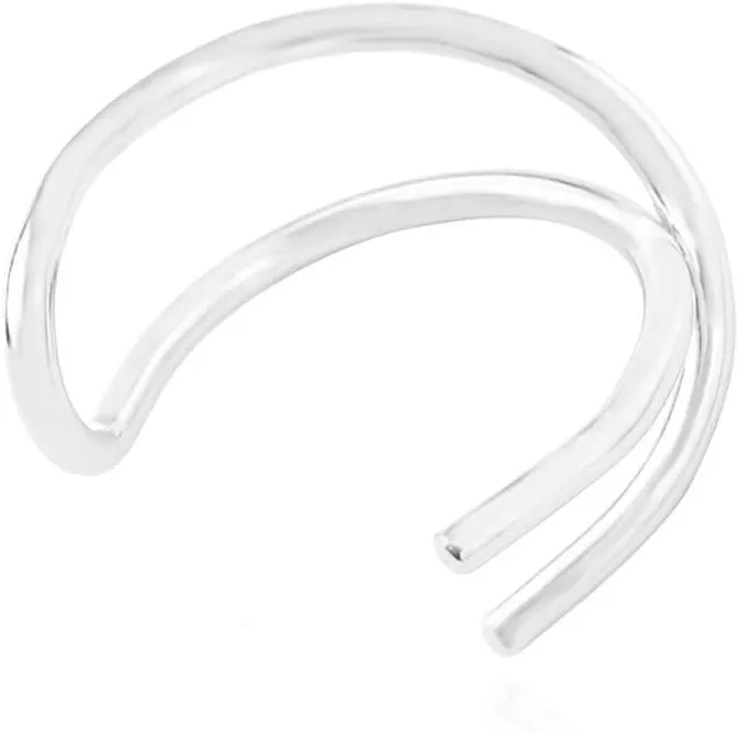 Minimalist Stainless Steel Ear Cuff Helix Cartilage Non Piercing Cartilage Earrings Filled Ear Cuff Double Simple Lines Ear Cuff