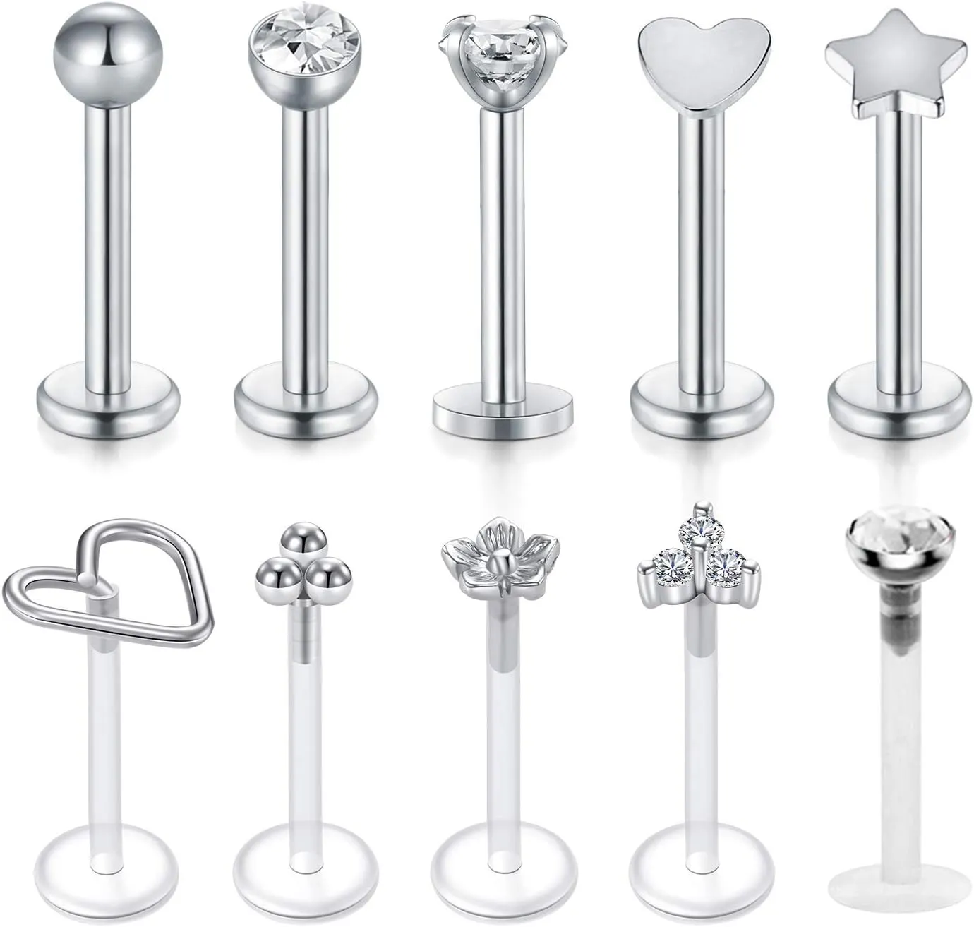 MODRSA Tragus & Helix Piercing Earrings - Flat Back, Forward Helix, Cartilage & Tragus Jewelry