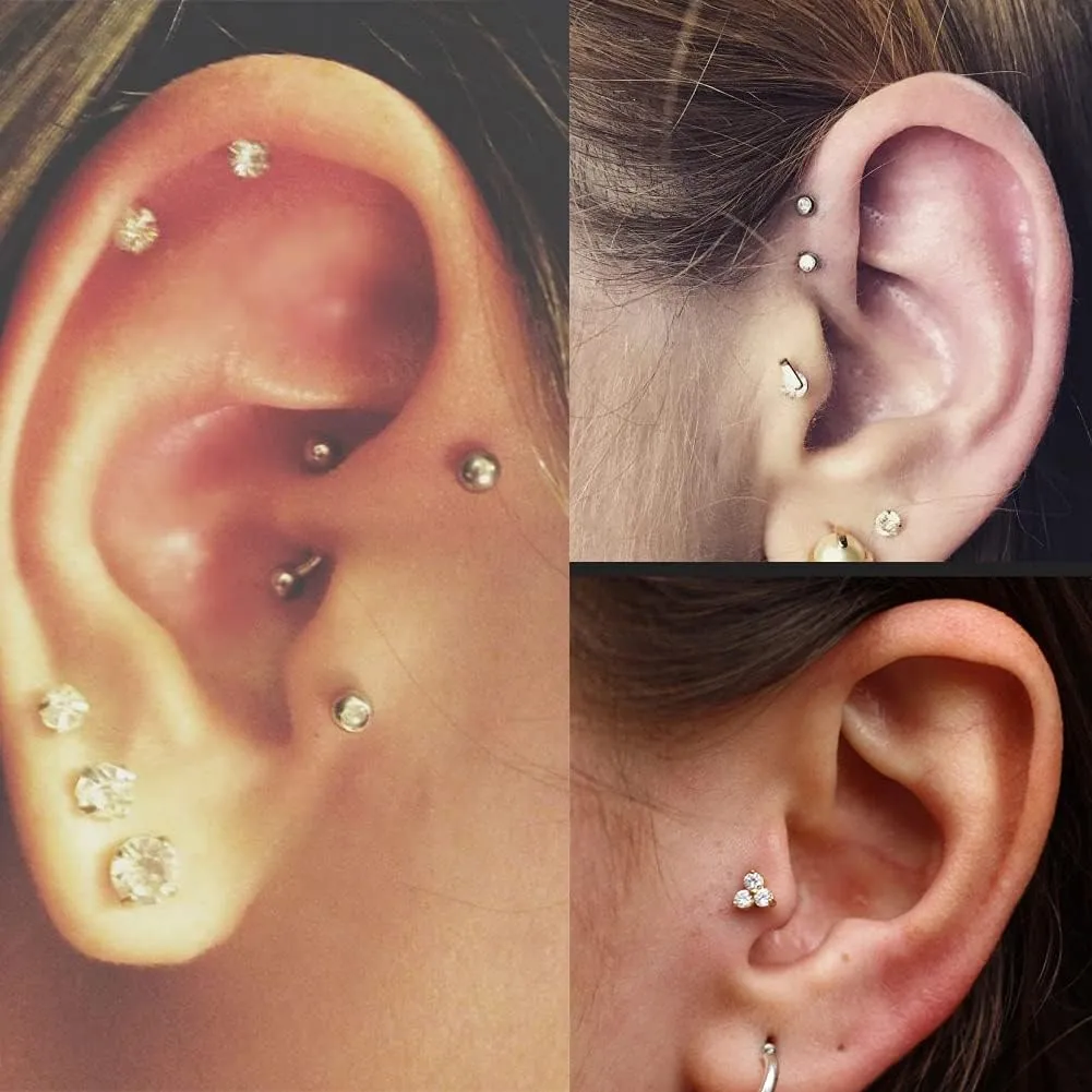 MODRSA Tragus & Helix Piercing Earrings - Flat Back, Forward Helix, Cartilage & Tragus Jewelry