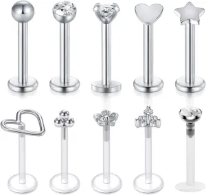 MODRSA Tragus & Helix Piercing Earrings - Flat Back, Forward Helix, Cartilage & Tragus Jewelry