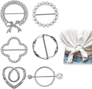 Molain 6PCS Scarf Ring Clip Shirt Clip T-Shirt Tie Ring Clips for Women and Slide Tshirt Twist Knot Clip Buckle Circle Clothing Ring Wrap Holder Metal Tshirt Clips and Rings