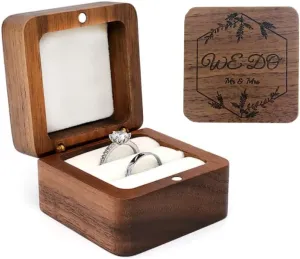 molchagar We Do Wooden Wedding Ring Box for 2 Rings, Engraved Mr & Mrs Double Ring Holder for Wedding Ceremony Ring Bearer Box Anniversary Birthday Gift Ideas