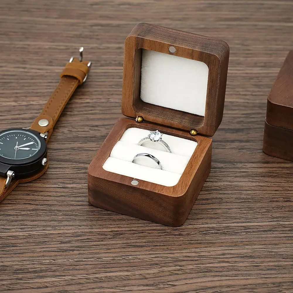 molchagar We Do Wooden Wedding Ring Box for 2 Rings, Engraved Mr & Mrs Double Ring Holder for Wedding Ceremony Ring Bearer Box Anniversary Birthday Gift Ideas