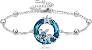 MONGAS Tree of Life/Dragonfly/Butterfly/Hamsa Evil Eye/Elephant/Daisy/Turtle Bracelets Sterling Silver Adjustable Bracelet Christmas Jewelry Gifts for Women