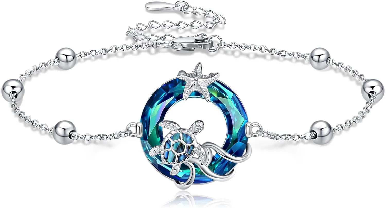 MONGAS Tree of Life/Dragonfly/Butterfly/Hamsa Evil Eye/Elephant/Daisy/Turtle Bracelets Sterling Silver Adjustable Bracelet Christmas Jewelry Gifts for Women