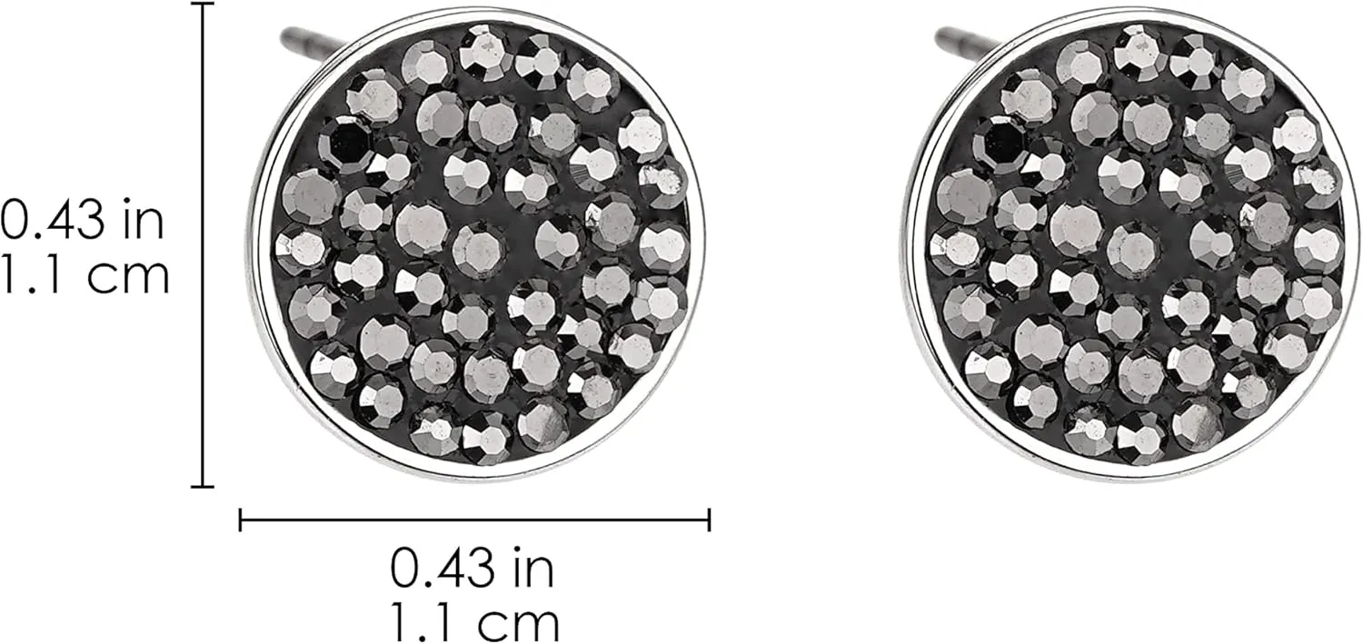 Moon and Star Stud Earrings for Women Dainty Silver Plated Black Crystal Round Square Triangle Earrings Studs Crescent Moon Star Earrings for Women Girls Minimalist Jewelry