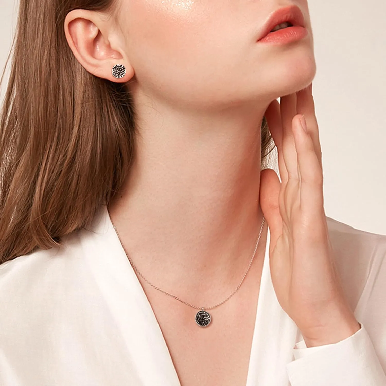 Moon and Star Stud Earrings for Women Dainty Silver Plated Black Crystal Round Square Triangle Earrings Studs Crescent Moon Star Earrings for Women Girls Minimalist Jewelry