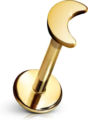 Moon Flat Back Stud  Single Titanium Earring, Push Pin Design for Sensitive Ears  (Single Earring)