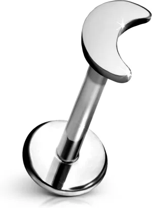 Moon Flat Back Stud  Single Titanium Earring, Push Pin Design for Sensitive Ears  (Single Earring)