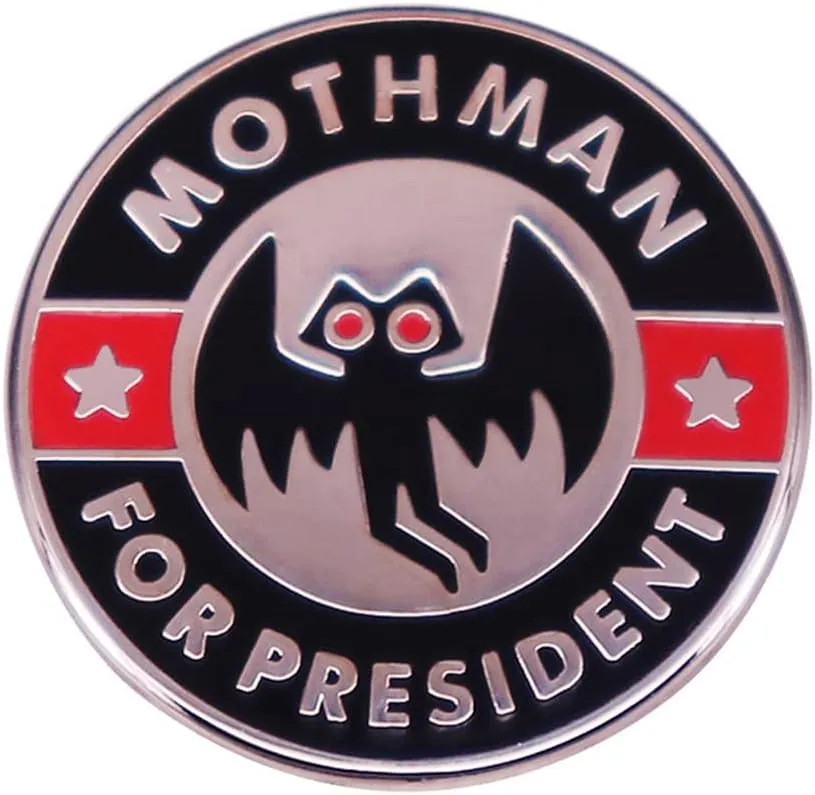 MOTHMAN FOR PRESIDENT Badge Hip Hop Style Creative Brooch Cartoon Animal Enamel Lapel Pin Cool Ornament For Clothes Backpack Halloween Christmas Gift For Boys Men