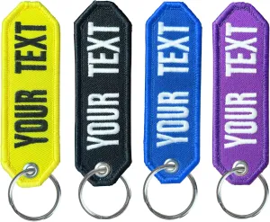 mvcen Custom Keychain, Personalized Name Key Tag Embroidery Keychain 1 Piece Double Sided Customized Key Ring Accessories for Car, Gift, Motorcycles, Backpack