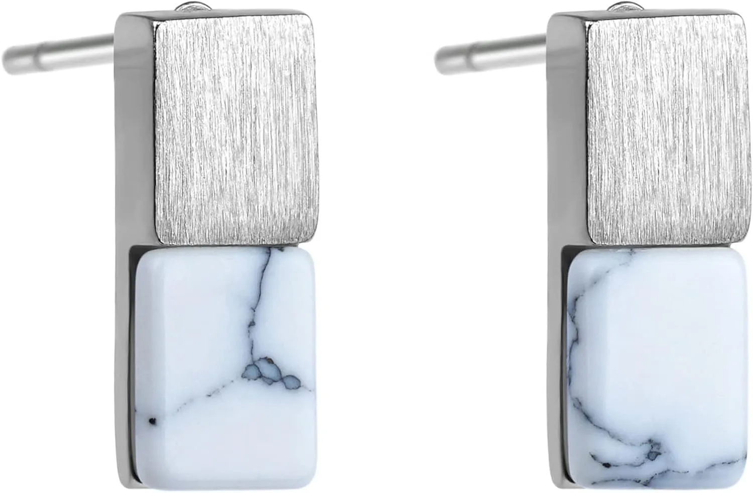 MY FAVORITE DRAWER Gemstone Stud Earrings for Women 18K Gold Plated Small Turquoise Lapis Lazuli Howlite Earrings Simple Geometric Earrings Studs for Women Minimalist Jewelry