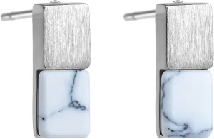 MY FAVORITE DRAWER Gemstone Stud Earrings for Women 18K Gold Plated Small Turquoise Lapis Lazuli Howlite Earrings Simple Geometric Earrings Studs for Women Minimalist Jewelry