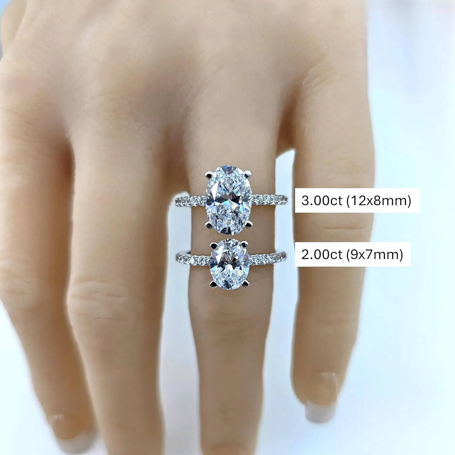 NANA Jewels 1.5-3CT Platinum Plated Sterling Silver Rings CZ Cubic Zirconia Oval Cushion Princess Asscher Cut Engagement Rings | 10K 14K Solid Gold