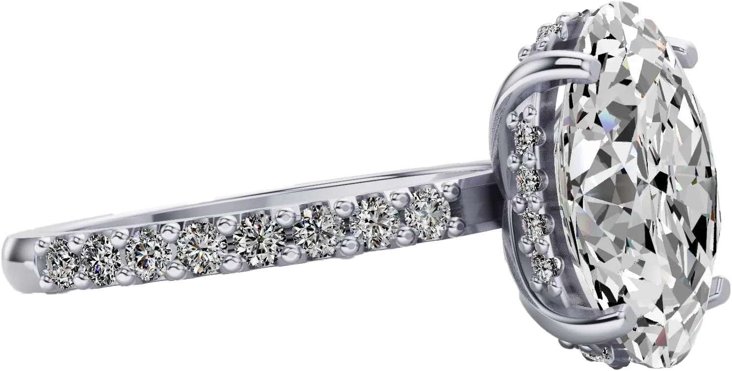 NANA Jewels 1.5-3CT Platinum Plated Sterling Silver Rings CZ Cubic Zirconia Oval Cushion Princess Asscher Cut Engagement Rings | 10K 14K Solid Gold