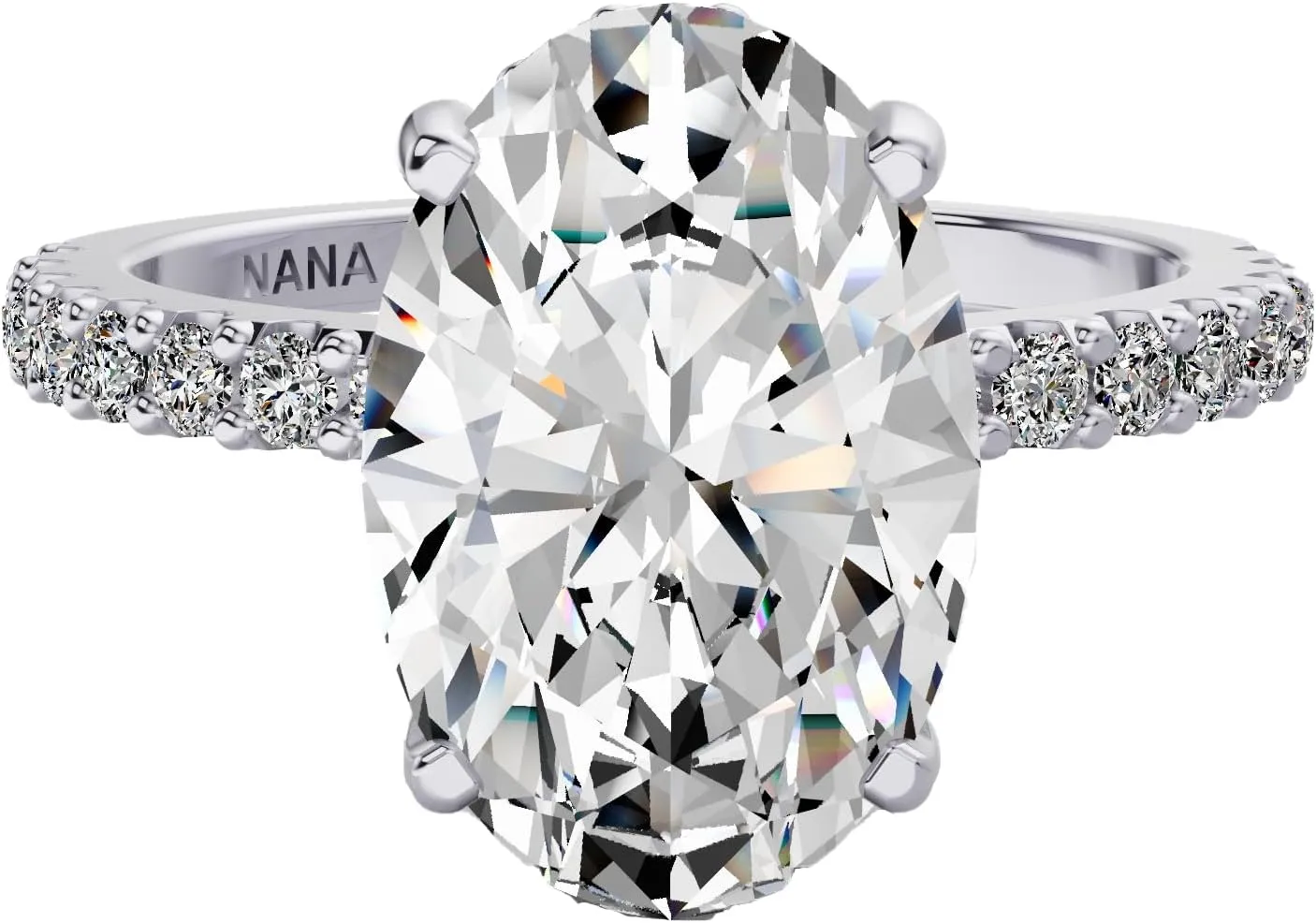NANA Jewels 1.5-3CT Platinum Plated Sterling Silver Rings CZ Cubic Zirconia Oval Cushion Princess Asscher Cut Engagement Rings | 10K 14K Solid Gold