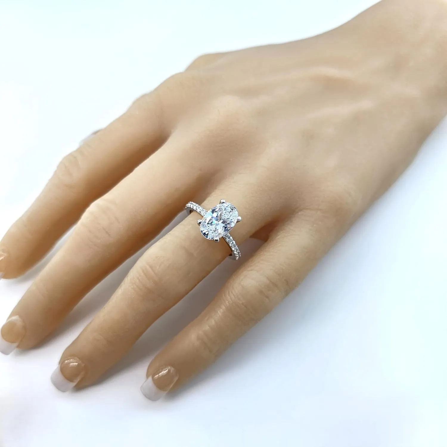 NANA Jewels 1.5-3CT Platinum Plated Sterling Silver Rings CZ Cubic Zirconia Oval Cushion Princess Asscher Cut Engagement Rings | 10K 14K Solid Gold