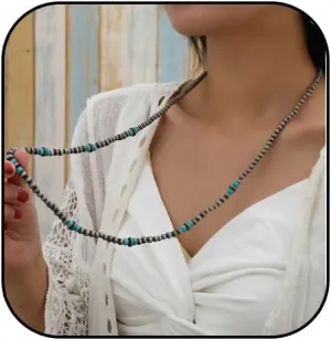 Navajo Pearl Necklace for Women,Western Turquoise Beaded Choker Boho Vintage Cowgirl Navajo Necklace Native Inspired Costume Party Jewelry Accessories