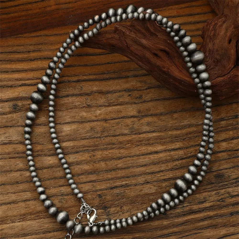 Navajo Pearl Necklace for Women,Western Turquoise Beaded Choker Boho Vintage Cowgirl Navajo Necklace Native Inspired Costume Party Jewelry Accessories