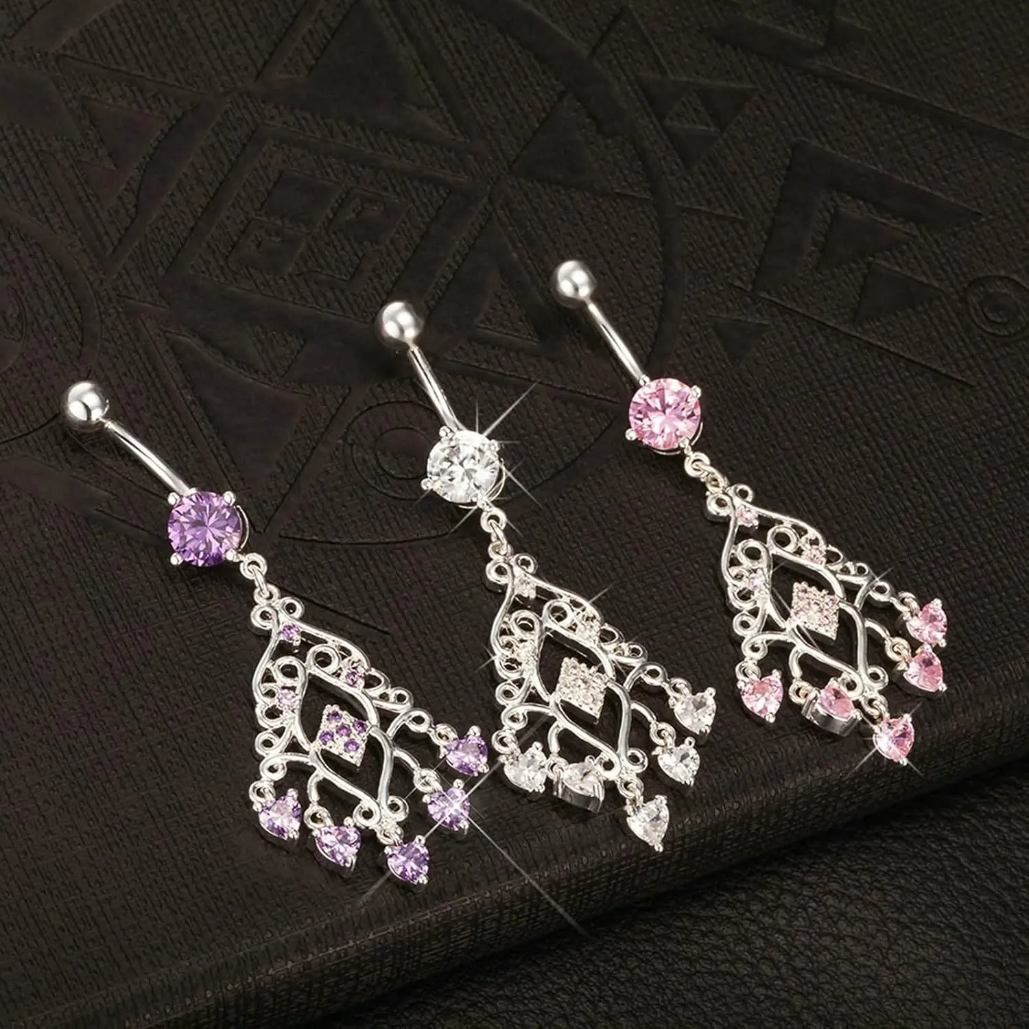 Navel Piercing Jewelry Hypoallergenic, 316L Surgical Steel Belly Button Rings Navel Ring Body Tassel with Cubic Zirconia