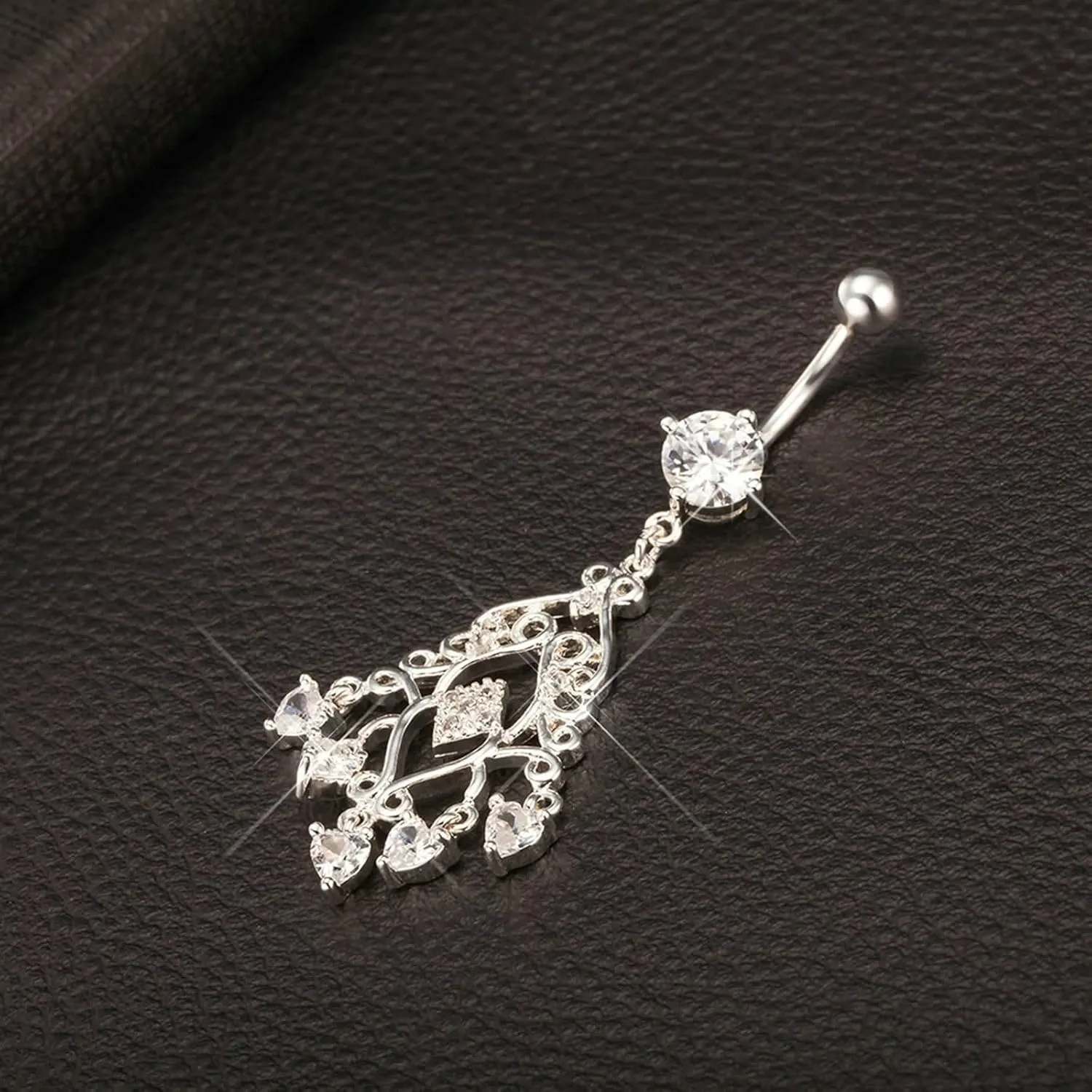 Navel Piercing Jewelry Hypoallergenic, 316L Surgical Steel Belly Button Rings Navel Ring Body Tassel with Cubic Zirconia