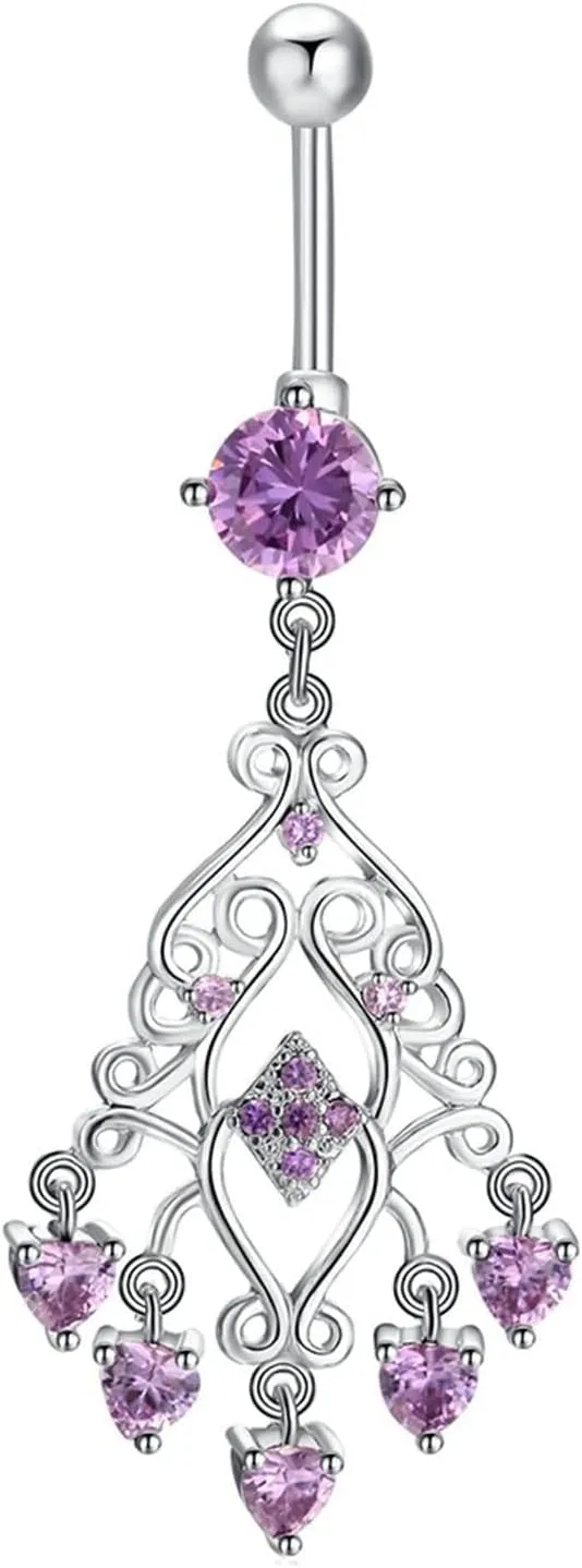 Navel Piercing Jewelry Hypoallergenic, 316L Surgical Steel Belly Button Rings Navel Ring Body Tassel with Cubic Zirconia