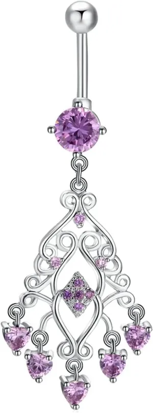 Navel Piercing Jewelry Hypoallergenic, 316L Surgical Steel Belly Button Rings Navel Ring Body Tassel with Cubic Zirconia