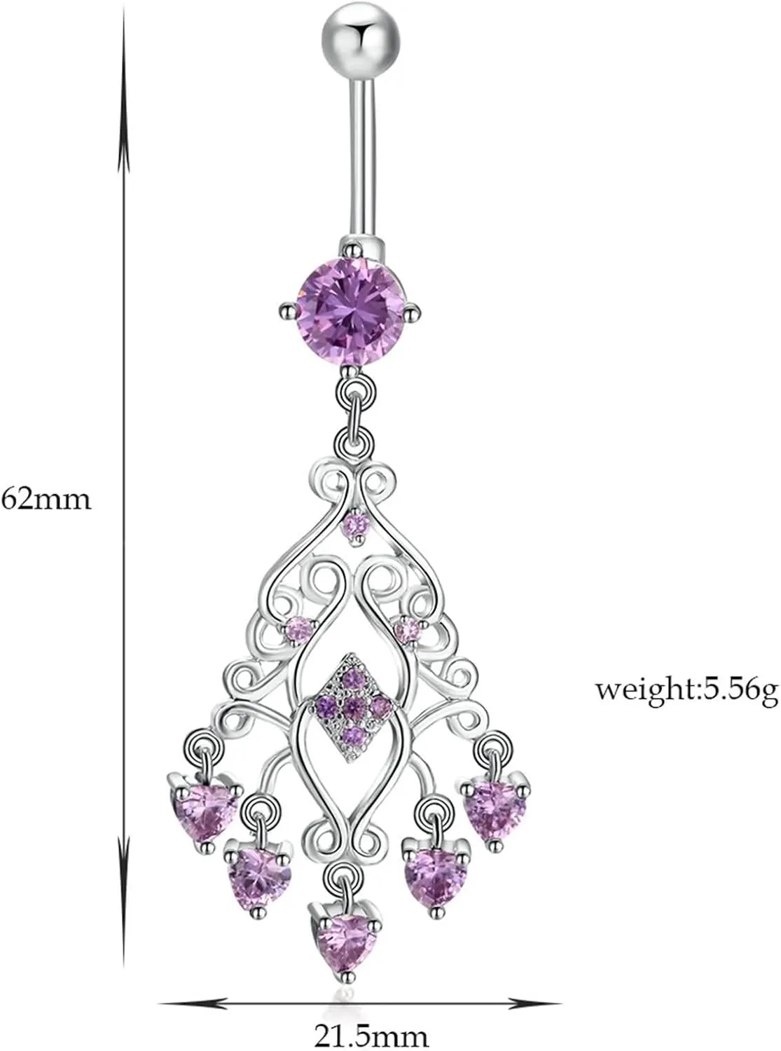 Navel Piercing Jewelry Hypoallergenic, 316L Surgical Steel Belly Button Rings Navel Ring Body Tassel with Cubic Zirconia