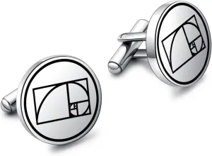 NC Golden Ratio Phi Cufflink Fibonacci Sriral cufflink Sacred Geometry Fractal Art Jewelry Mathematics Medal Math Jewelry