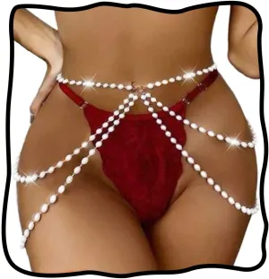 Nicute White Pearl Waist Chain Layered Belly Chain Beach Bikini Body Chains Accessories for Women