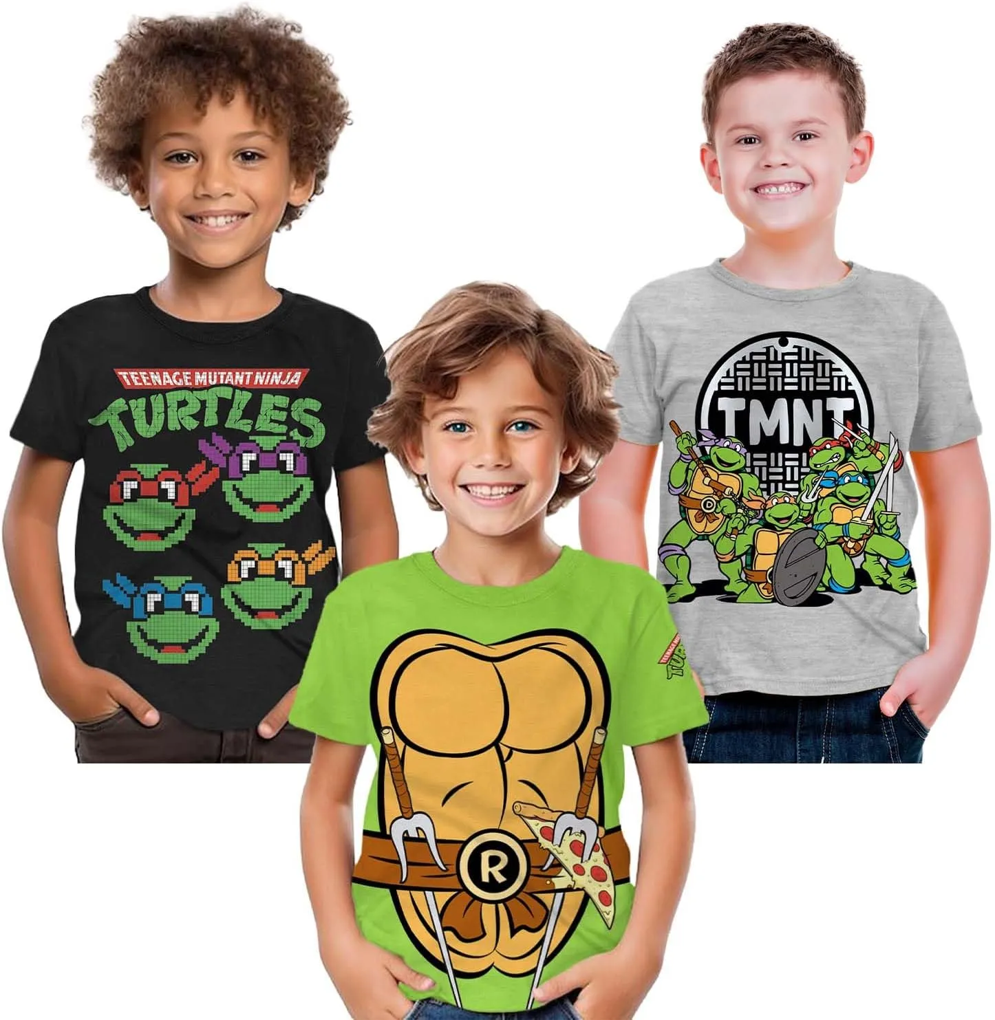 Ninja Turtles T-Shirt (Sets) Michelangelo Leonardo Raphael Donatello TMNT Outfit Costume Tee Toddler Birthday to Kids Clothes