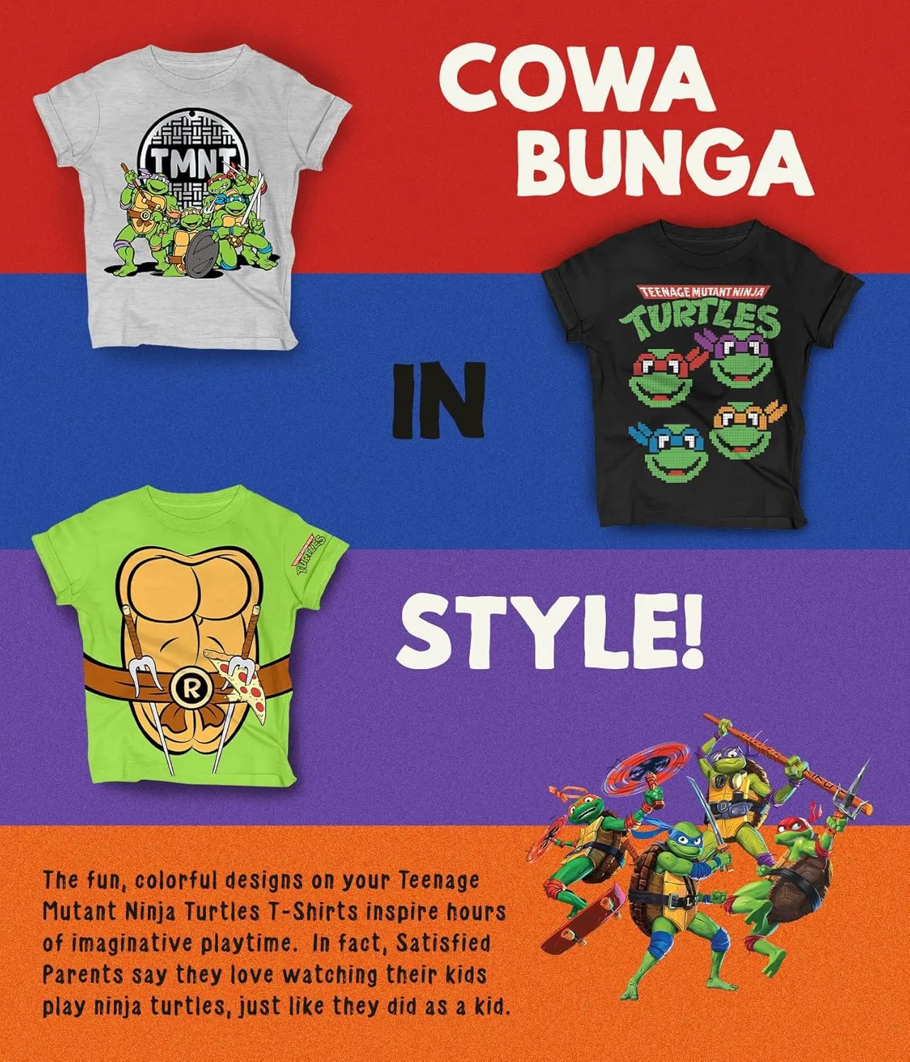 Ninja Turtles T-Shirt (Sets) Michelangelo Leonardo Raphael Donatello TMNT Outfit Costume Tee Toddler Birthday to Kids Clothes