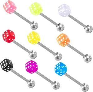 NOLITOY 9pcs Colorful Acrylic Tongue Studs Dice Shape Body Piercing Jewelry Fashion Ring