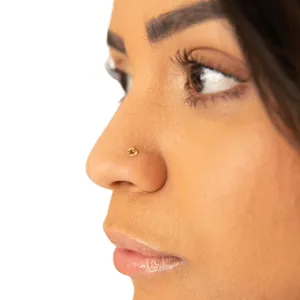 Nose Pin 14k Gold | Diamond Cut Heart Nose Bone | Tiny Cute Nose Piercing Stud | Gift Under 50 | Darling Dainty Heart Shaped Pierced Jewelry for the Nostril | Nose jewelry
