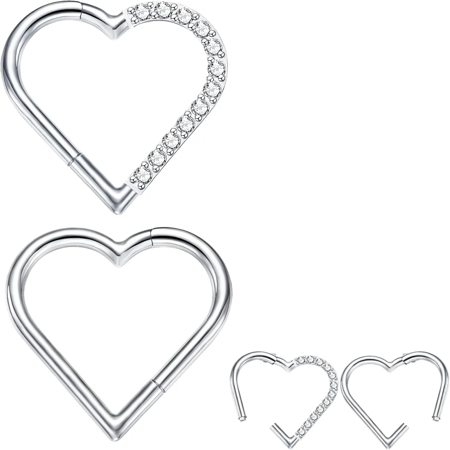 Nose Ring Hoop Heart Clicker Cartilage Surgical Steel Daith Earrings Septum Clicker Ring Hoop 16G Rook Cartilage