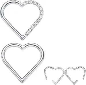 Nose Ring Hoop Heart Clicker Cartilage Surgical Steel Daith Earrings Septum Clicker Ring Hoop 16G Rook Cartilage