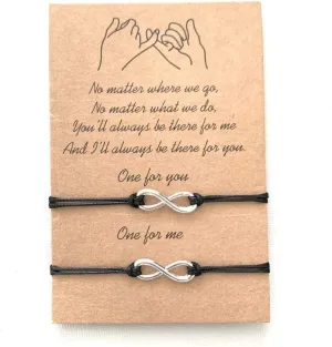N/Q Handwoven Pinky Promise Matching Distance Bracelets for Women Men Best Friends Couples Gift Adjustable Bracelet for Family Mom Friendship Jewelry-infinity