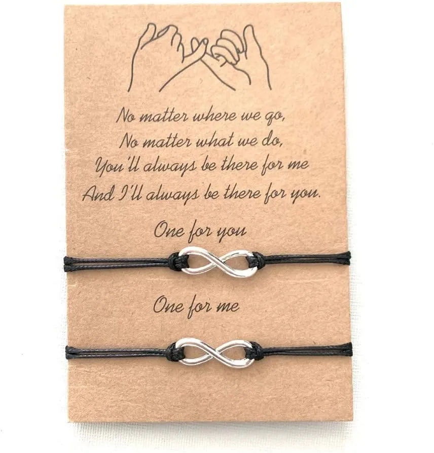 N/Q Handwoven Pinky Promise Matching Distance Bracelets for Women Men Best Friends Couples Gift Adjustable Bracelet for Family Mom Friendship Jewelry-infinity