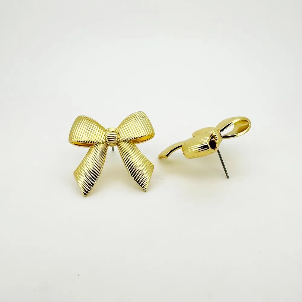 Obidos 14K Gold Plated Love Knot,Heart,Bow Statement Stud Earrings | Gold Earrings for Women | Boho Simple Hypoallergenic Earrings