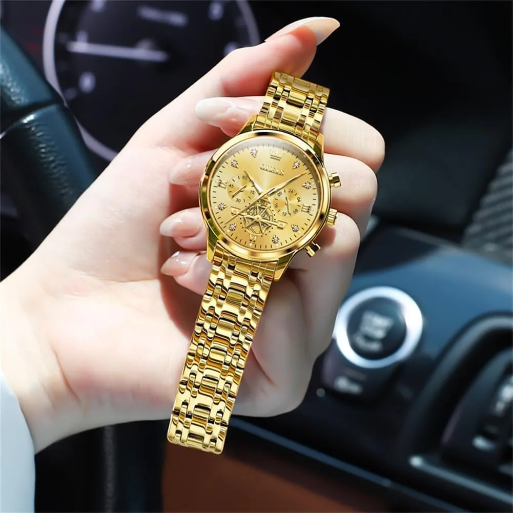 OLEVS Womens Watches Fashion Luxury Diamond Ladies Wrist Watch Stainless Steel Waterproof Luminous