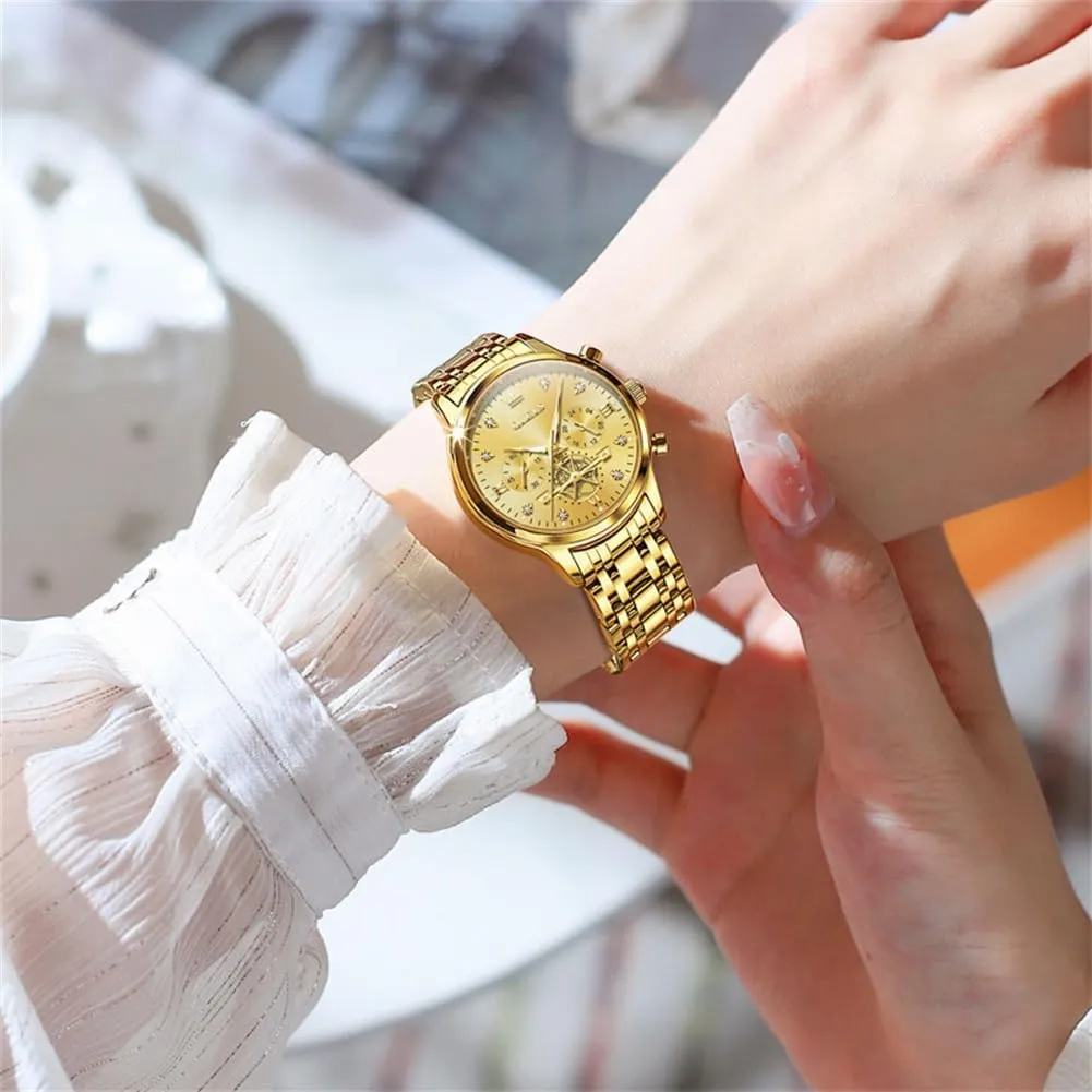 OLEVS Womens Watches Fashion Luxury Diamond Ladies Wrist Watch Stainless Steel Waterproof Luminous