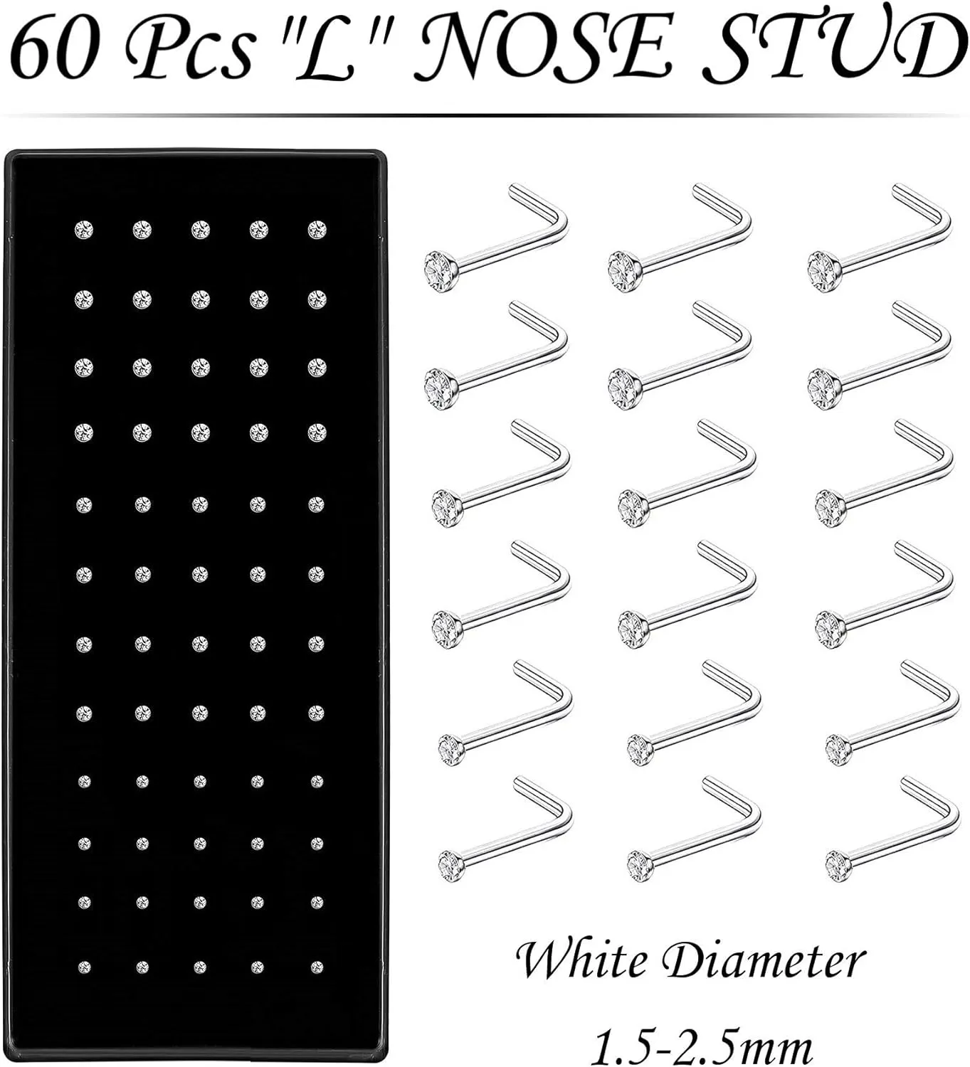 OMAIGAR 3 Boxes 120 Pcs Nose Rings Studs 40 Pcs Nose Rings Hoops, Stainless Steel Nose Piercings Body Jewelry, Ideal Gift with Cute Package