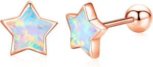 Opal Star Earrings Star Studs 925 Sterling Silver Synthetic Opal Earrings Hypoallergenic Earring Jewelry for Women Mom