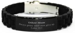 Other Mom Black Glidelock Clasp Bracelet - Unique Inspirational Gifts for Mothers - Luke 18:1 Prayer - Confidence and Hope