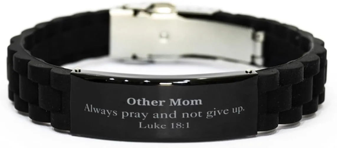 Other Mom Black Glidelock Clasp Bracelet - Unique Inspirational Gifts for Mothers - Luke 18:1 Prayer - Confidence and Hope
