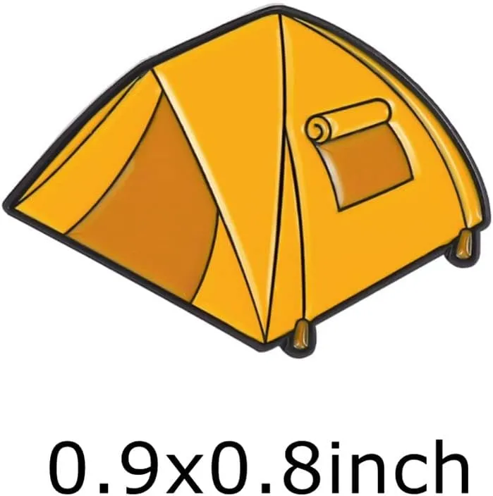 Outdoor Travel Walking Stick Tent Enamel Pins Cute Pin Brooches Set for Jacket Hats Fit Men Women Boys and Girls 2 Pieces (Color D)