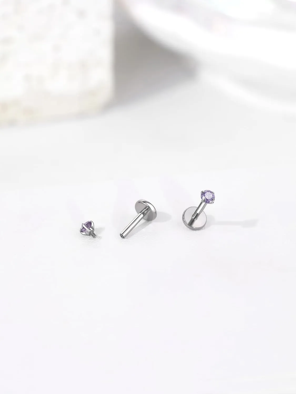 Oveta Titanium Flat Back Studs Earrings for Tragus Cartilage Piercing Jewelry Internally Threaded Nose Rings Studs 18G 16G, Silver/Gold, 2PCS
