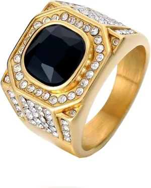PAMTIER Women Men's Full Diamond Ring Stainless Steel Gemstone Bnad Ring for Couple Engagement Promise Comfort Fit