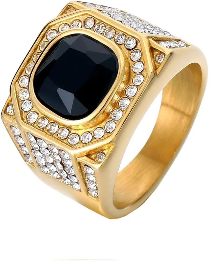 PAMTIER Women Men's Full Diamond Ring Stainless Steel Gemstone Bnad Ring for Couple Engagement Promise Comfort Fit