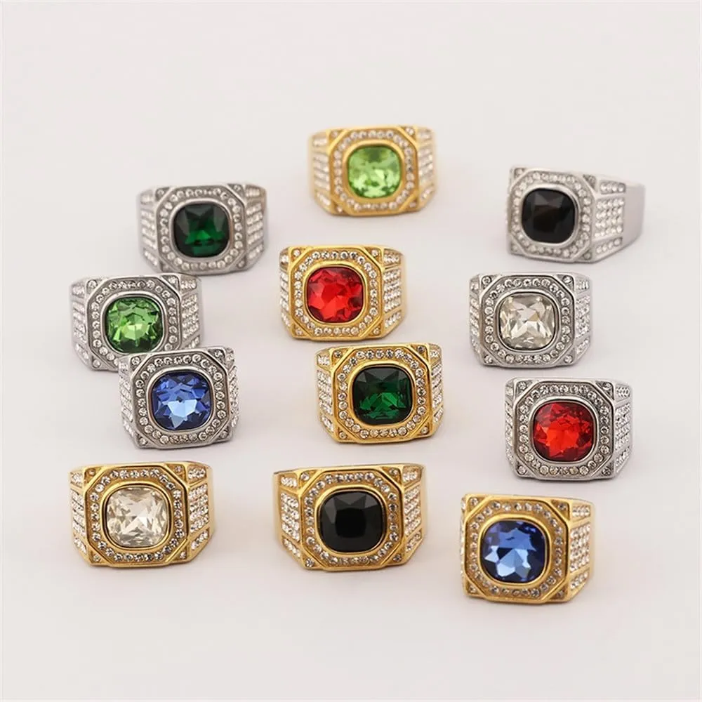 PAMTIER Women Men's Full Diamond Ring Stainless Steel Gemstone Bnad Ring for Couple Engagement Promise Comfort Fit